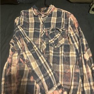 Casual Plaid Button-Down bleach dyed to Blue and Pink